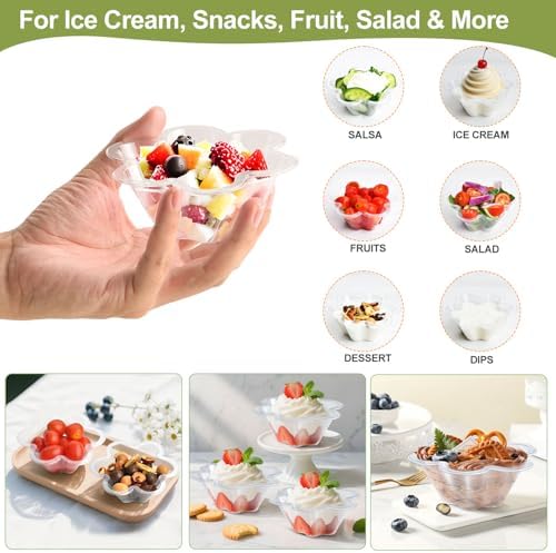 KUCKOW Clear Bowls, 100 PCS Ice Cream Bowls, Small Clear Appetizer