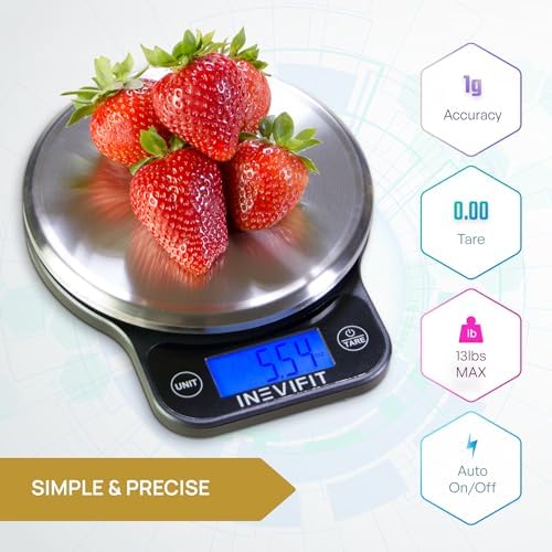 INEVIFIT Digital Kitchen Scale, Highly Accurate Multifunction Food