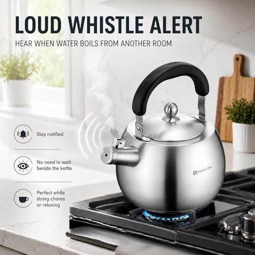 Stainless Steel Whistling Tea Kettle, 6.3QT