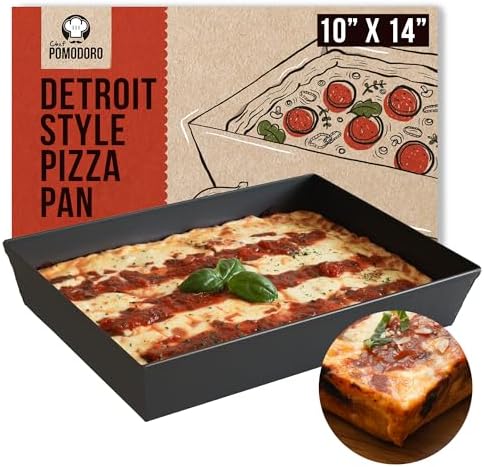 Chef Pomodoro Detroit Style Pizza Pan, 10x14in, Anodized Aluminum Deep