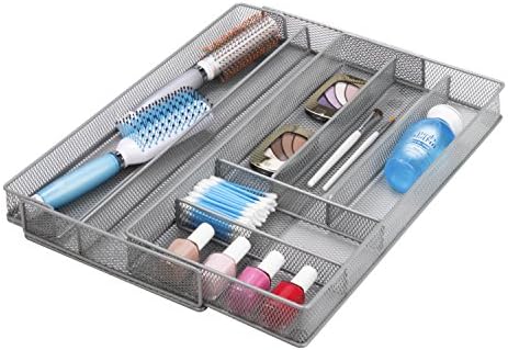 Honey-Can-Do Expandable Steel Mesh Drawer Organizer, 7 Compartments, Silver, Adjustable 11.5 to 20 Inches Wide