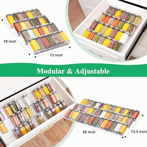 Imncya Decluttering Spice Drawer Organizer, 8-Pack Clear Seasoning