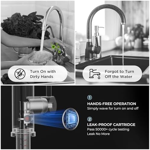 FORIOUS Touchless Kitchen Faucet, Matte Black
