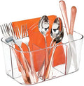 mDesign Plastic Cutlery Storage Caddy with Handle, Clear