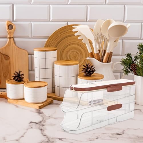 Kitchen Egg Holder Two Layer Auto Rolling Dispenser for Fridge Door