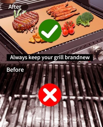 Copper Grill Mats for Outdoor Grill Set of 6 - Nonstick Reusable