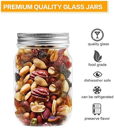 Rainforce 12 oz Mason Jars with Silver Lids, 20 Pack