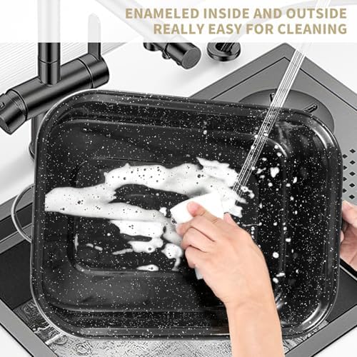 Roasting Pan 21 Inch with Lid Turkey Baster and V Rack,25lb Capacity