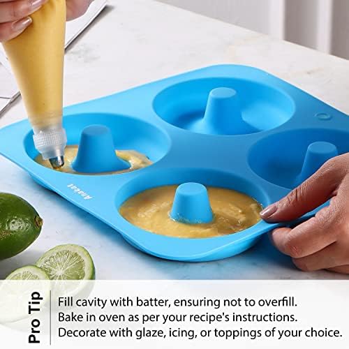 Anaeat Full Size Donut Baking Pans 3 Pack, Big Size 4 Inch Silicone