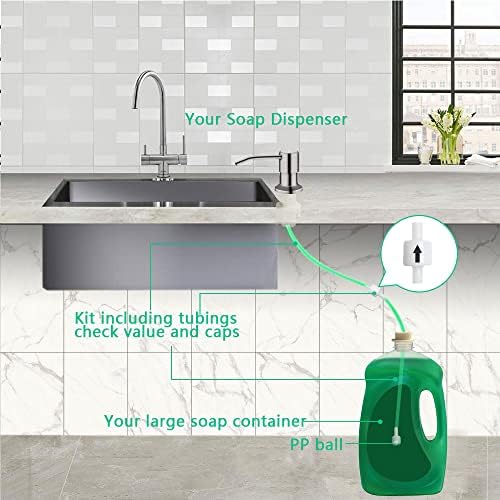 Kitchen Sink Soap Dispenser, Brushed Nickel, 47" Extension Tube