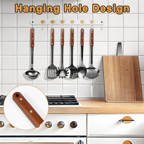 Stainless Steel Kitchen Utensils Set, 6pcs, Wooden Handle