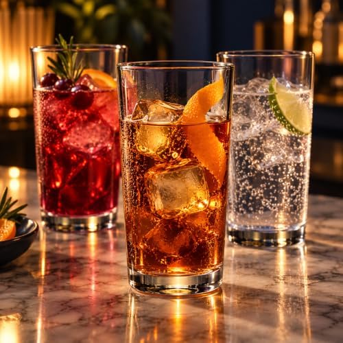 Home Essentials Stackable Clear Drinking Glasses Set of 10, 16oz