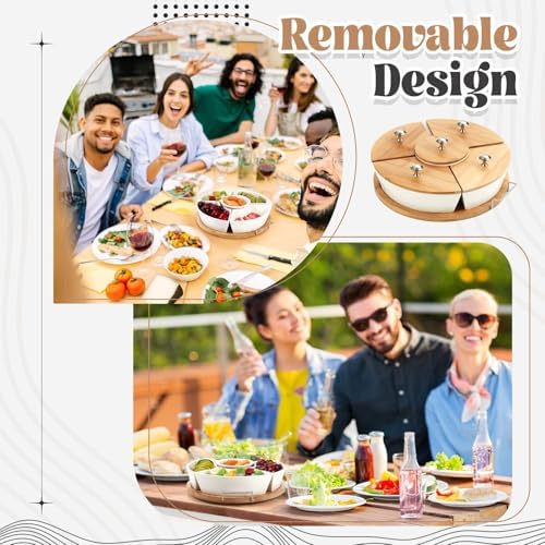 Rtteri 360° Rotatable Lazy Susan Serving Tray with Bowls 11.4'' Chip
