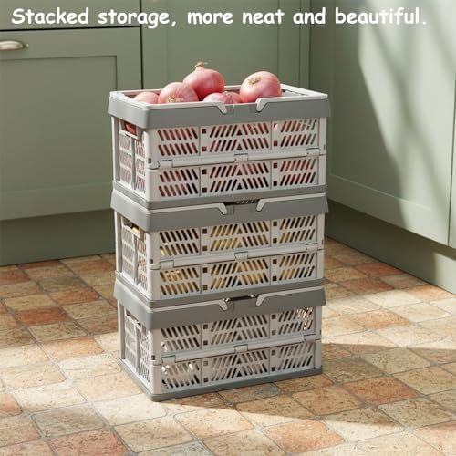 Set of 3 Foldable Potato Onion Garlic Storage Baskets, Ventilated
