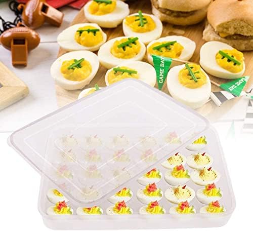 Covered Egg Holder for Refrigerator,30 Deviled Egg Tray with