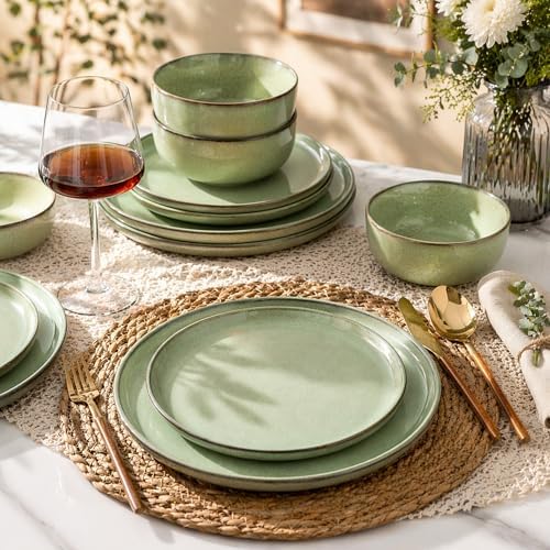 GBHOME Dinnerware Sets for 8, 24 Pieces Ceramic Plates and Bowls Set