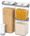 3-Piece Vacuum Seal Food Storage Containers with Pump, Airtight Clear