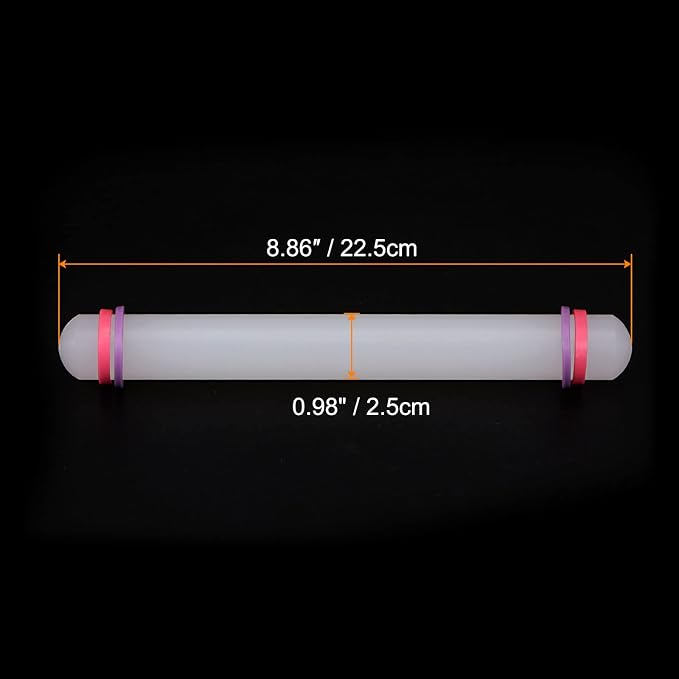 HARFINGTON Fondant Rolling Pin 9 Inch x 0.98 Inch Adjustable Guide Rings - Image 2
