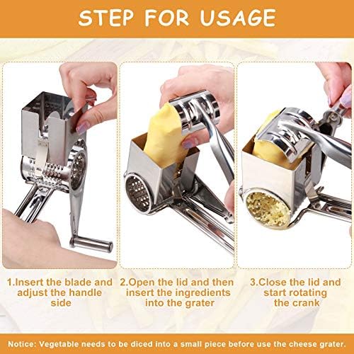 Honoson Rotary Cheese Grater, Stainless Steel