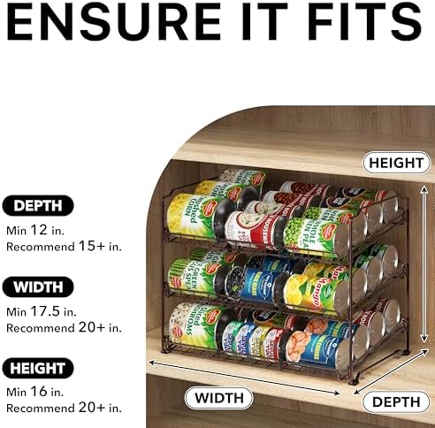 Simple Houseware 3-Tier Stackable Can Organizer Rack Hold 36 Cans, Bronze