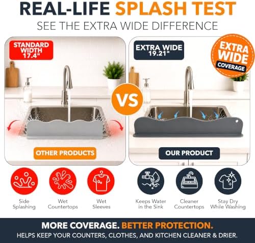 Linda’s Essentials Kitchen Sink Water Splash Guard, Grey - Kitchen