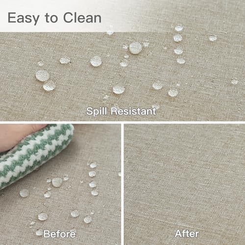 maxmill Rectangle Linen Textured Tablecloth Waterproof Spillproof