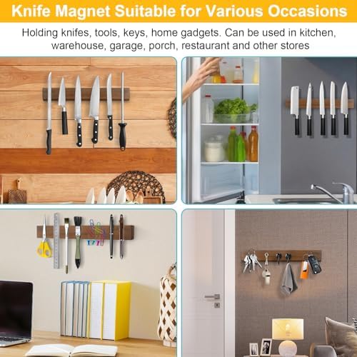 Magnetic Wood Knife Holder, 16" Wall Mount