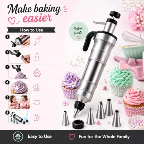 Black Cake Decorating Syringe Set - Reusable Icing Syringe with Tips