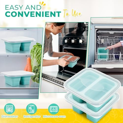 Silicone Freezer Molds with Lids, 2-Cup Soup Container for Freezer