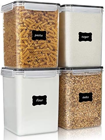 Vtopmart 4 Pack Black 5.2L Flour and Sugar Storage Containers