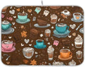 OTVEE Coffee Treat Art Dish Drying Mat for Kitchen Counter Absorbent