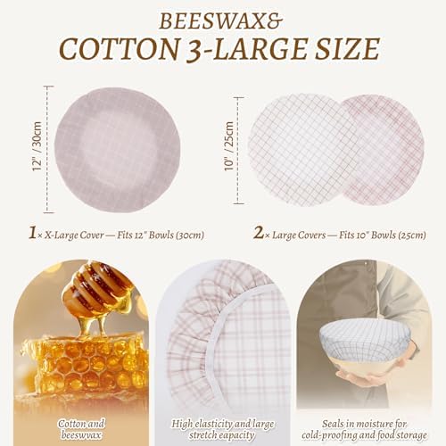Reusable Beeswax Bowl Covers, 10/12 Inch