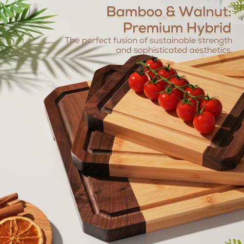 laboos Walnut Bamboo Cutting Board Set of 3 – Wood Cutting Boards for