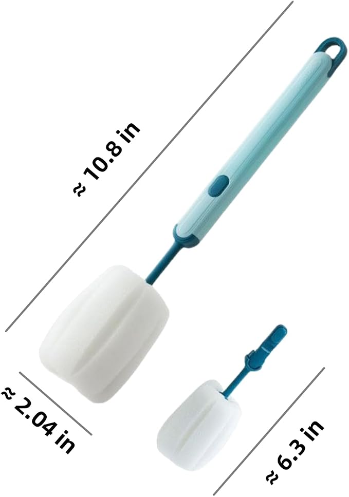 Bottle Brush Long Handle Cup Cleaner Brush Sponge Bottle Scrubber Detachable - Image 6