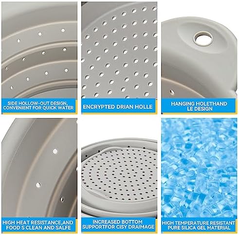 Collapsible Colander, Food Grade Silicone Colander for Kitchen