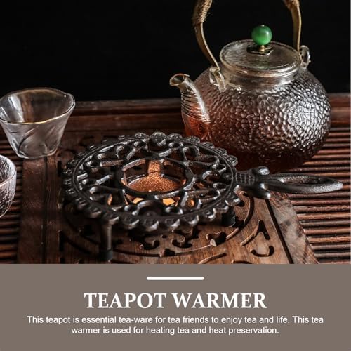 Retro Cast Iron Teapot Warmer with Hollow Design for Tea Service