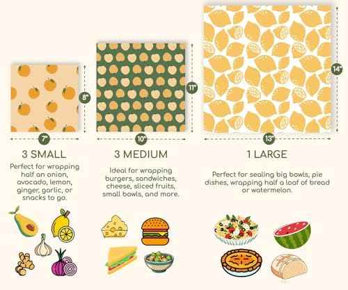Truebee 7-Pack Reusable Beeswax Food Wraps