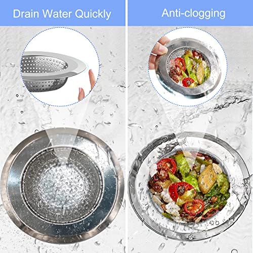 Kitchen Sink Drain Strainer, 4 Pack Stainless Steel and Black Mesh
