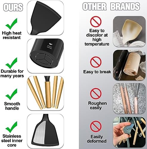 Umite Chef 34-Piece Silicone Utensil Set, Black
