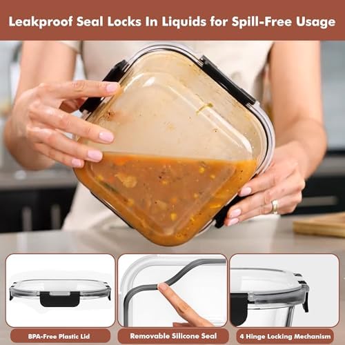 Razab 2 PC 1200ML/41 Oz Glass Food Storage Containers