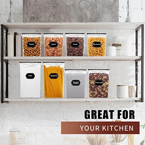 Skroam 10 Pack Flour Sugar Storage Containers, Large Airtight Food Storage Containers with Lids, BPA Free Kitchen Pantry Organization and Storage for Flour, Sugar, Bulk Food, Black