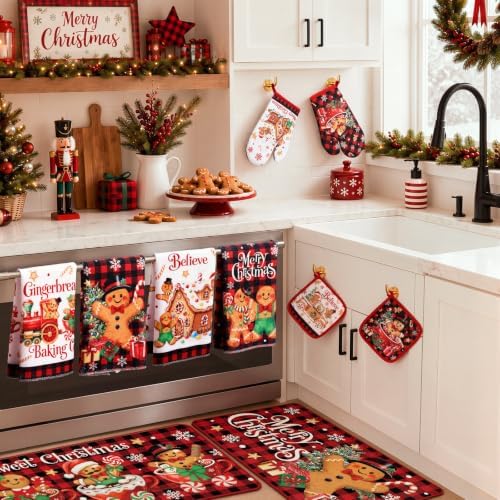 HunnmingRe 10 Pcs Gingerbread Christmas Kitchen Decor Accessories Set