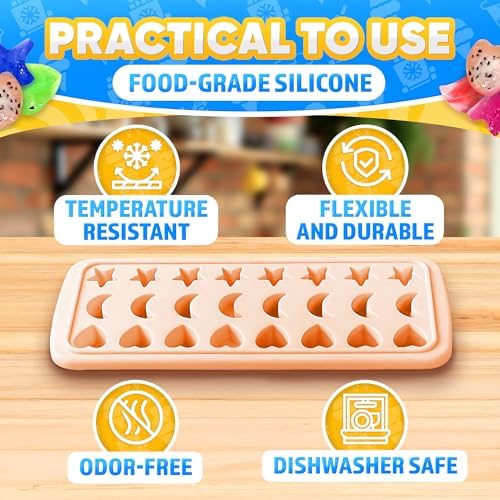Cute Ice Cube Tray with Lid, 24 Cavities, Flexible Silicone