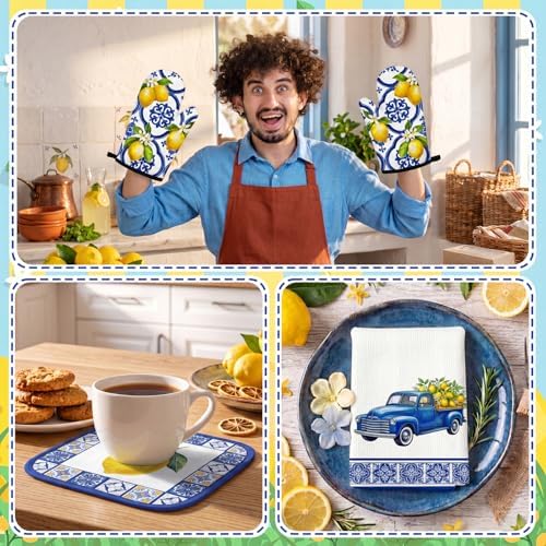 Tieshankao 10Pcs Lemon Kitchen Decor Set Italian Capri Tiles Yellow