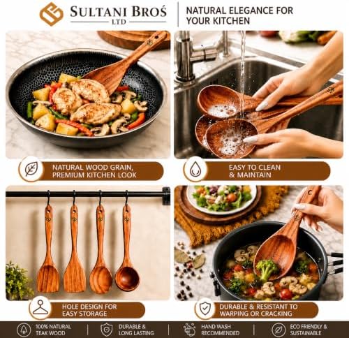 10-Piece Natural Teak Wood Cooking Utensil Set