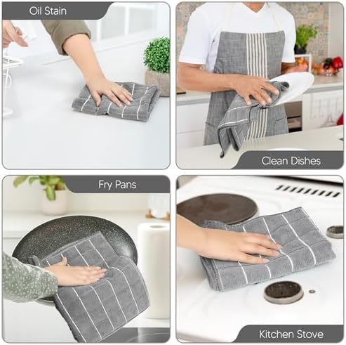 Utopia Towels Microfiber Kitchen Towels 8 Pack 18x26 Inch Grey