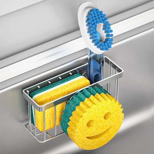 MURLONG Smiley Face Sink Sponge Holder, Silver