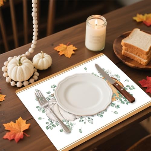 Tarklanda Fall Vinyl Table Placemats Set of 6, 11 x 15.7 Inches