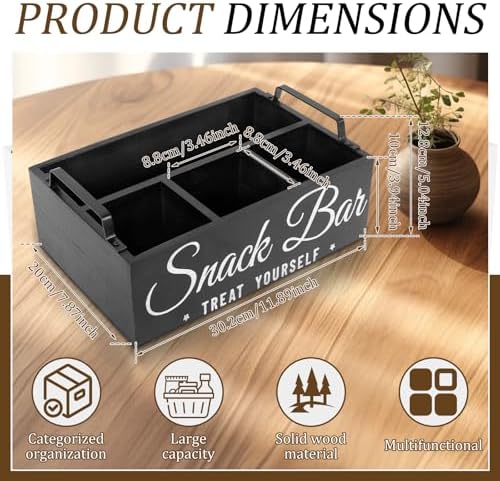 Snack Organizer for Countertop, Wood Pantry Storage Bins with Handles