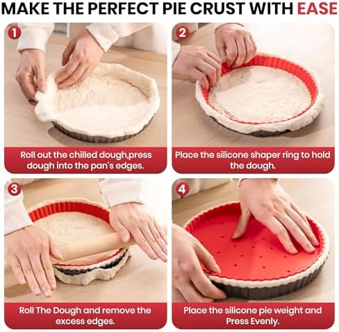 Tart Pan 9 Inch Removable Bottom Set,Non-stick Fluted Quiche Pan Pie